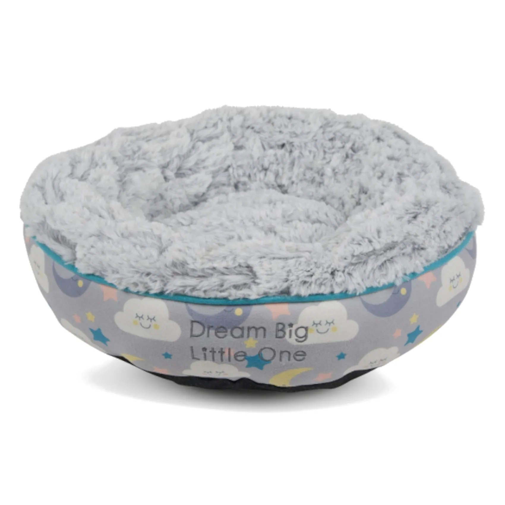 Petface 'Dream Big Little One' Faux Fur Donut Cat Bed (45cm x 45cm)