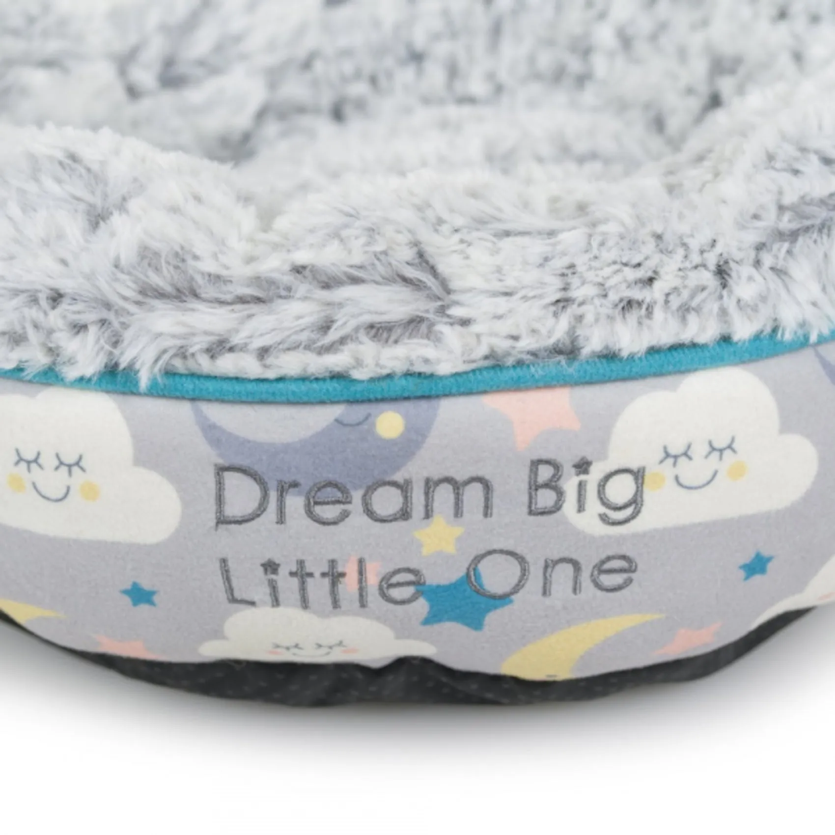 Petface 'Dream Big Little One' Faux Fur Donut Cat Bed (45cm x 45cm)