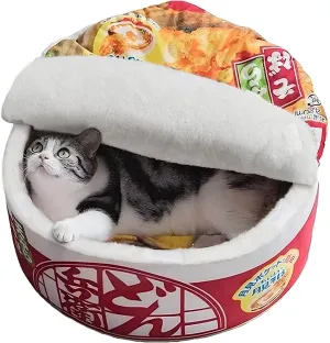  Ramen Noodle Dog & Cat Bed,Keep Warm and Super Soft Creative Pet Nest for Indoor Cats,Removable Washable Cushion for Small Medium Large Dogs and Cats