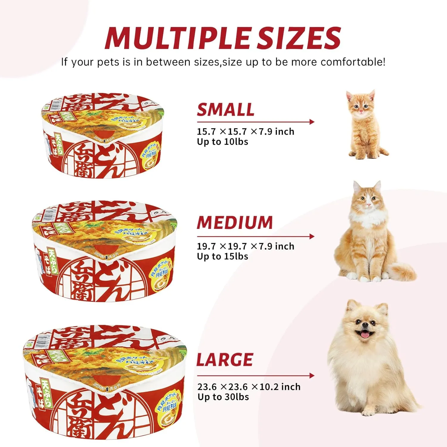  Ramen Noodle Dog & Cat Bed,Keep Warm and Super Soft Creative Pet Nest for Indoor Cats,Removable Washable Cushion for Small Medium Large Dogs and Cats