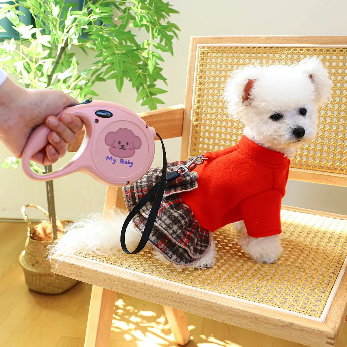 Regal Glamour: Big Red Princess Dress - Autumn and Winter Pet Apparel with Thickened Warmth and Belt Pull Cord Buckle for Small to Medium Dogs