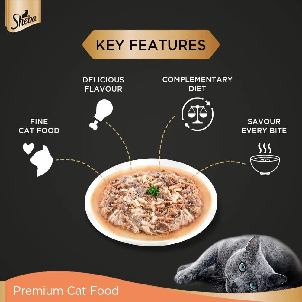 Sheba Chicken With Tuna In Gravy and Fish with Dry Bonito Flake Premium Cat Wet Food Combo