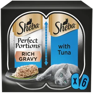 Sheba Perfect Portions Adult Wet Cat Food Trays Tuna in Gravy 6 x 37.5g (Pack of 8)