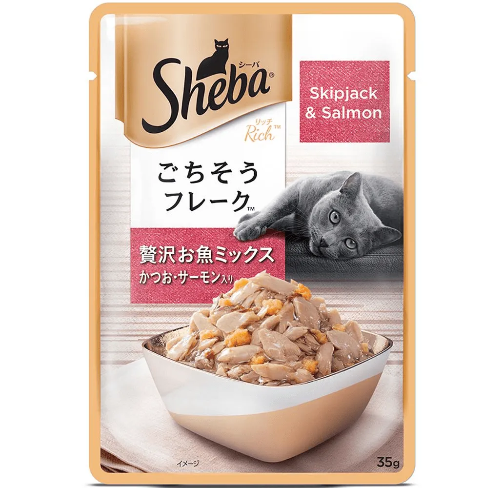 Sheba Skipjack & Salmon Fish Mix Cat Wet Food and Chicken Flavour Irresistible All Life Stage Cat Dry Food Combo