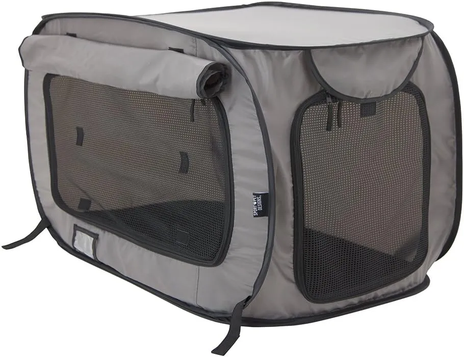 SportPet Designs Large Pop Open Kennel, Portable Cat Cage Kennel