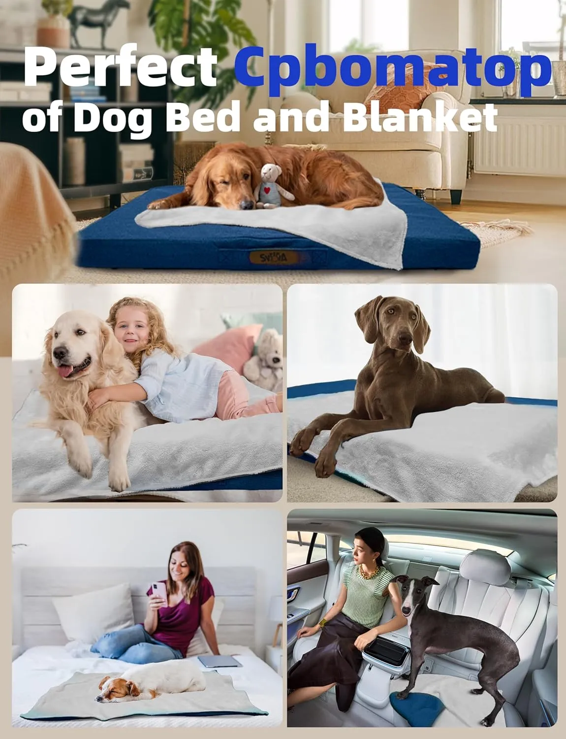 Sytopia 42" Chew-Proof Dog Bed, XL, Outdoor Waterproof Pet Bed for Extra Large Dogs, Washable, Orthopedic, Dog Crate Pad, Supports up to 100 lbs, Dark Gray
