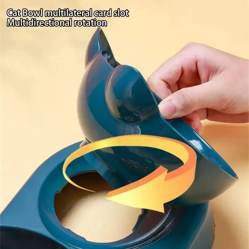 Triple Cat Bowls Pet Feeder, 2-in-1 Double Bowls With Automatic Drinking Bottle,For Cats And Dogs