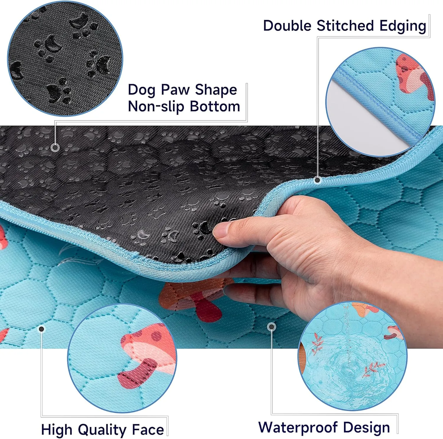 Washable Pee Pads for Dogs, 2-Pack Reusable Puppy Pads, Waterproof Non-Slip Wee Wee pad, Absorbent and Leakproof Training Mats for Potty, Crate, Playpen, Bed, Sofa, 36"x 72"