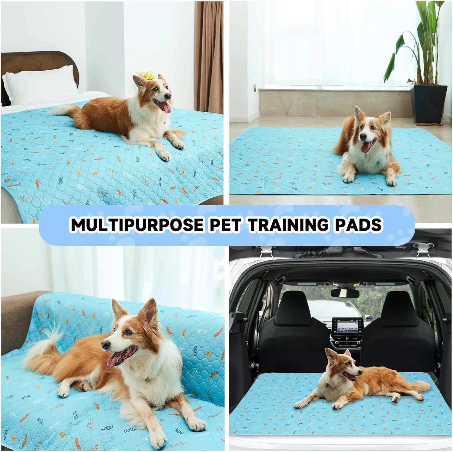 Washable Pee Pads for Dogs, 2-Pack Reusable Puppy Pads, Waterproof Non-Slip Wee Wee pad, Absorbent and Leakproof Training Mats for Potty, Crate, Playpen, Bed, Sofa, 36"x 72"