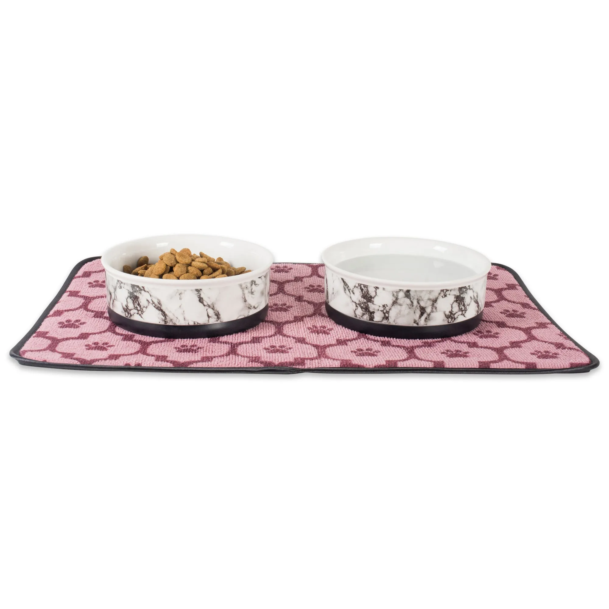 White Marble Pet Bowl Set of 2, Small - 3/4 C Capacity