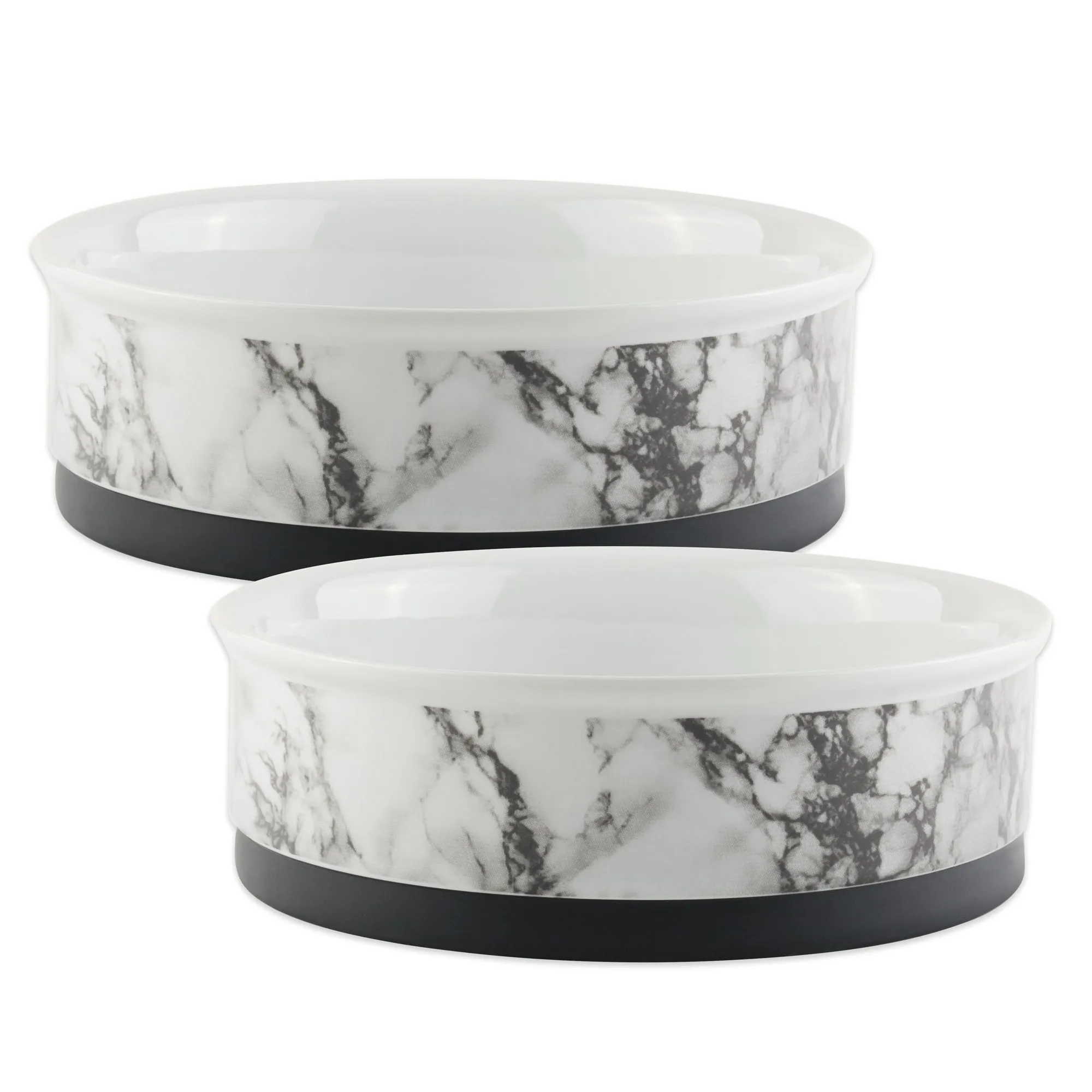 White Marble Pet Bowl Set of 2, Small - 3/4 C Capacity