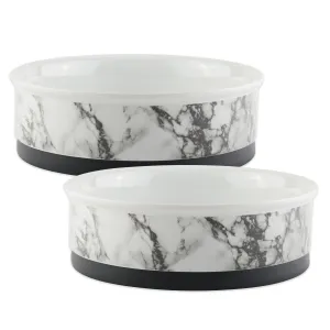 White Marble Pet Bowl Set of 2, Small - 3/4 C Capacity