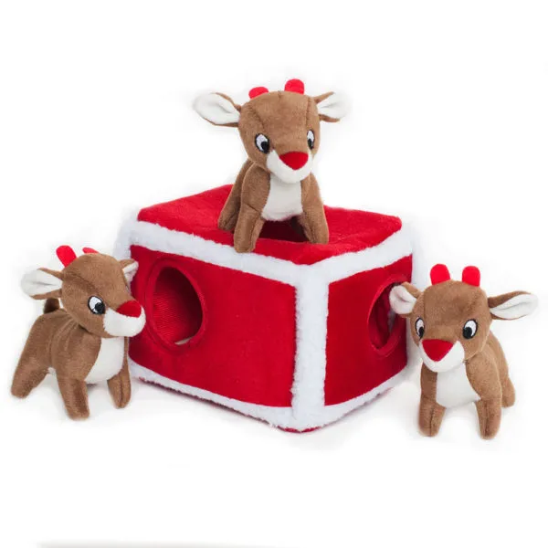 ZippyPaws Dog Toy Holiday Burrow Reindeer Pen